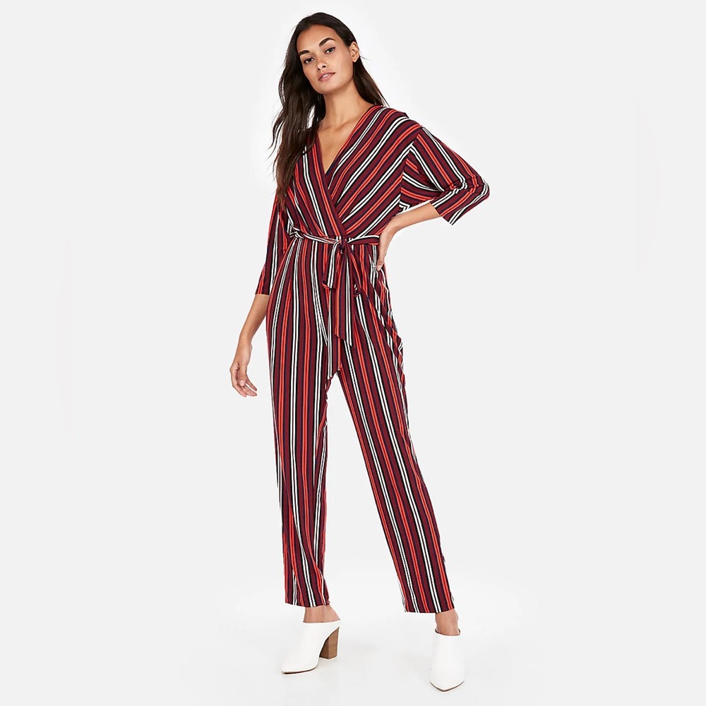 Express jumpsuit stripped stretchy fun teacher‎ office edgy casual dopamine XS